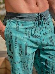 FatFace Camber Green Surf Swim Shorts - Image 4 of 4