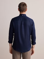 Navy Blue Signature 100% Linen Long Sleeve Shirt - Image 3 of 7