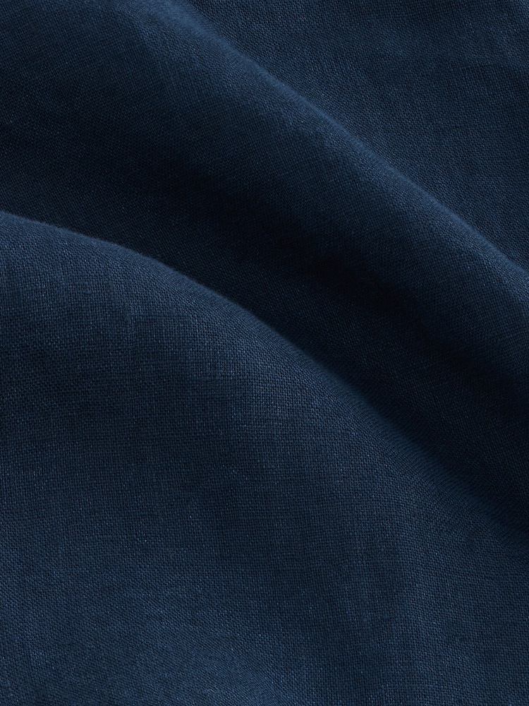 Navy Blue Signature 100% Linen Long Sleeve Shirt - Image 6 of 7