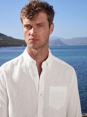 White Signature 100% Linen Long Sleeve Shirt - Image 1 of 9