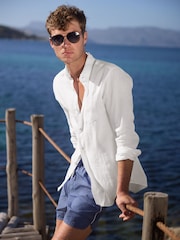 White Signature 100% Linen Long Sleeve Shirt - Image 5 of 9