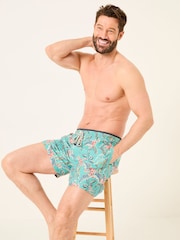 Teal Blue Frog Print - FatFace Swim Shorts - Imagen 3 de 7