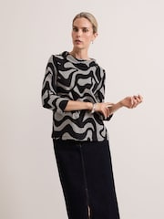 Phase Eight Black Rena Printed Top - Image 1 of 6