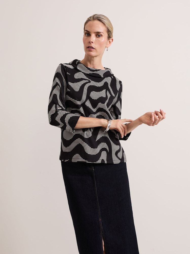 Phase Eight Black Rena Printed Top - Image 1 of 6