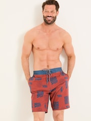 FatFace Camber Blue & Brown Swim Shorts - Image 1 of 9