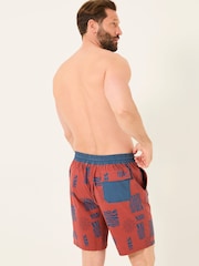 FatFace Camber Blue & Brown Swim Shorts - Image 2 of 9