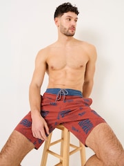 FatFace Camber Blue & Brown Swim Shorts - Image 5 of 9