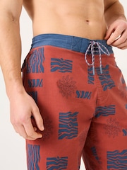 FatFace Camber Blue & Brown Swim Shorts - Image 6 of 9