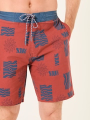 FatFace Camber Blue & Brown Swim Shorts - Image 7 of 9