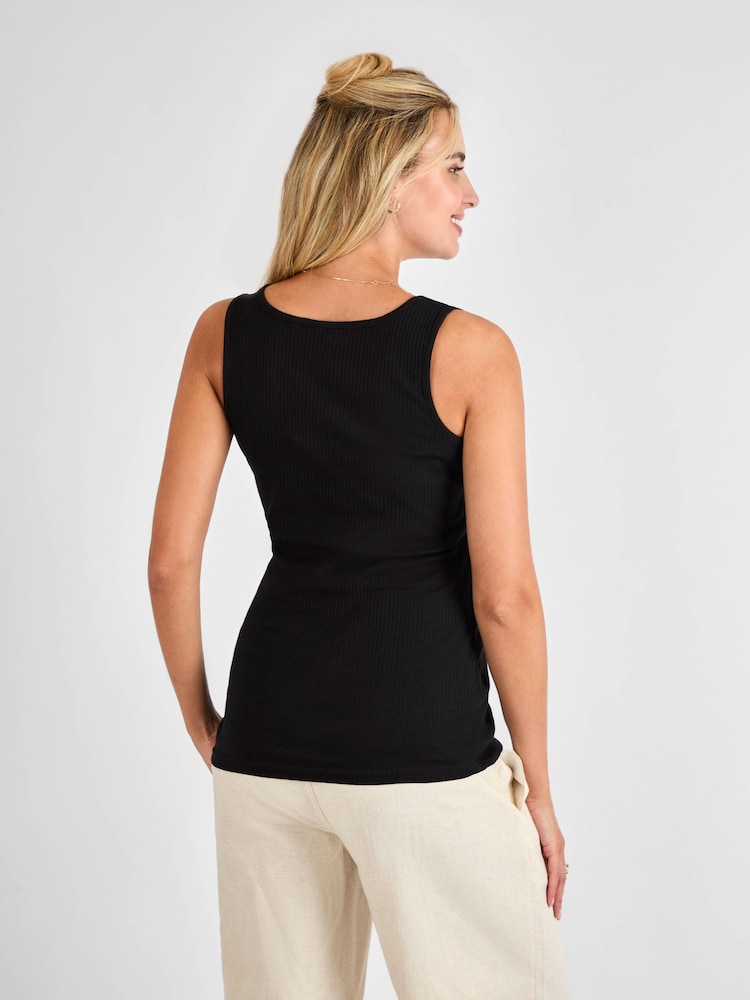 JoJo Maman Bébé Black Ribbed Maternity & Nursing Vest - Image 2 of 4 JoJo Maman Bébé Black Ribbed Maternity & Nursing Vest - Image 2 of 4