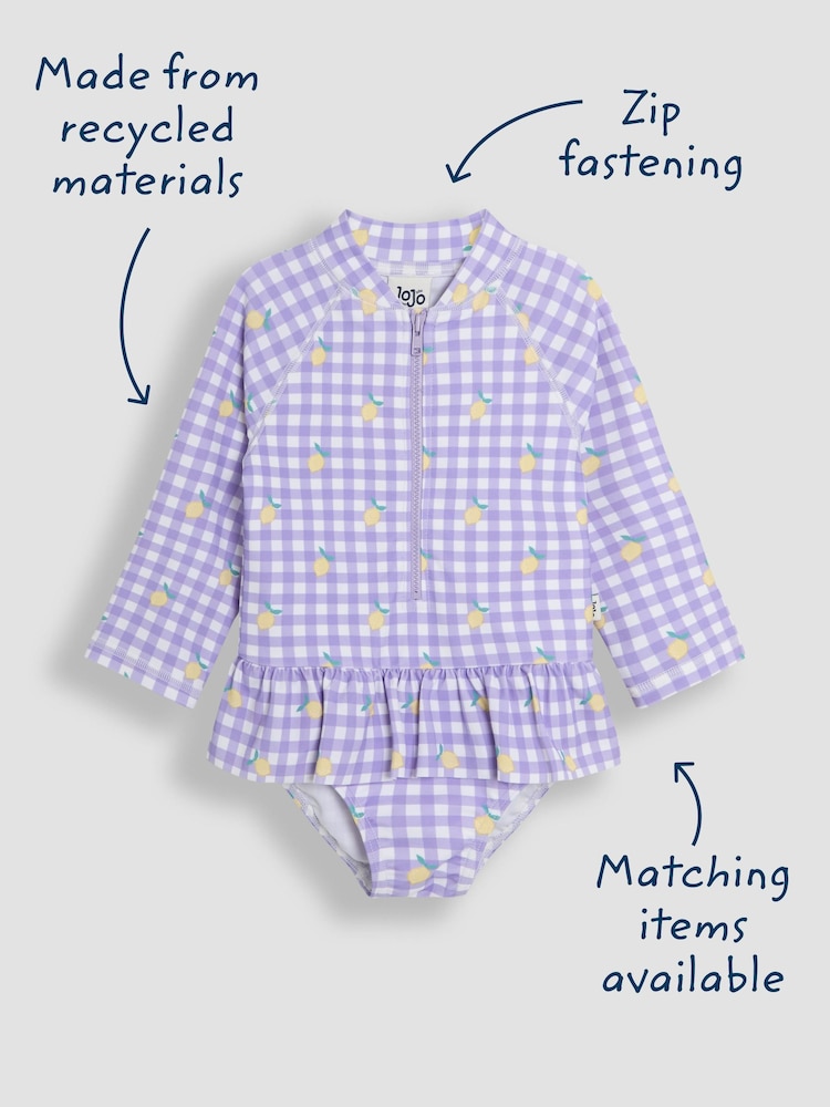 JoJo Maman Bébé Gingham Long Sleeve Swimsuit - Image 4 of 5