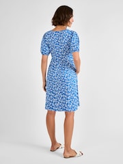 JoJo Maman Bébé Blue Floral Button Through Maternity Jersey Dress - Image 3 of 4