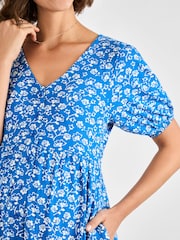 JoJo Maman Bébé Blue Floral Button Through Maternity Jersey Dress - Image 4 of 4
