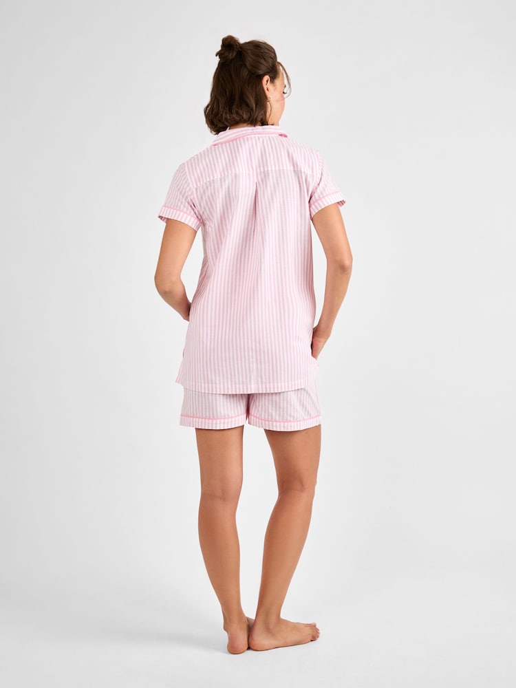JoJo Maman Bébé Pink Stripe Maternity Short Pyjamas Set - Image 2 of 4