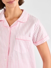 JoJo Maman Bébé Pink Stripe Maternity Short Pyjamas Set - Image 4 of 4