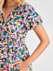 JoJo Maman Bébé Multi Floral Button Through Maternity Jersey Dress - Image 4 of 4
