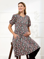 Jojo Maman Bébé Black Double Layer Maternity & Nursing Jersey Dress - Image 1 of 5