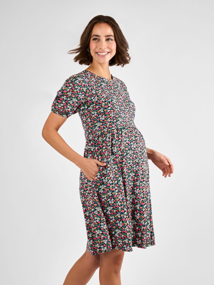 Jojo Maman Bébé Black Double Layer Maternity & Nursing Jersey Dress - Image 2 of 5