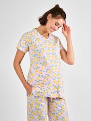 JoJo Maman Bébé Lemon Print Maternity Pyjamas Set - Image 2 of 6