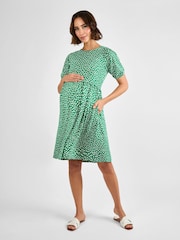 JoJo Maman Bébé Green Double Layer Maternity & Nursing Jersey Dress - Image 1 of 4