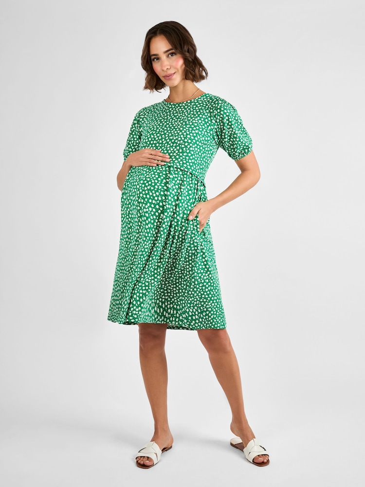 JoJo Maman Bébé Green Double Layer Maternity & Nursing Jersey Dress - Image 1 of 4
