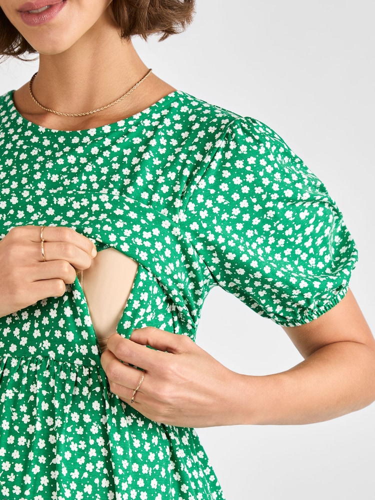 JoJo Maman Bébé Green Double Layer Maternity & Nursing Jersey Dress - Image 4 of 4