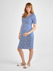 Jojo Maman Bébé Blue Ditsy Maternity & Nursing Bodycon Dress - Image 3 of 4