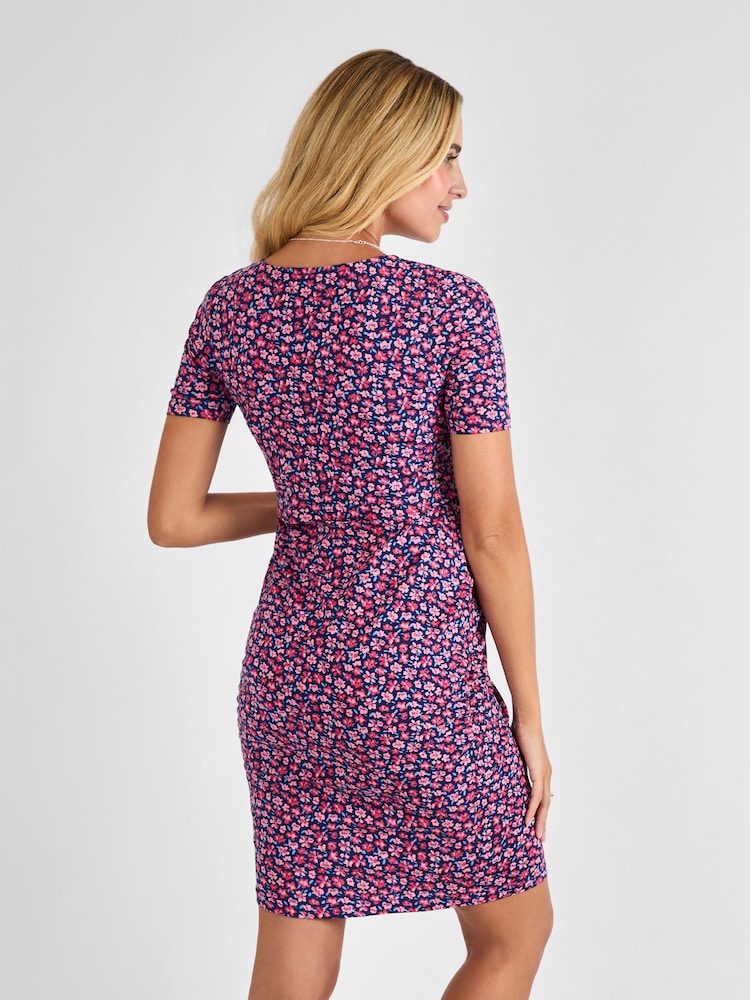 JoJo Maman Bébé Navy Maternity & Nursing Bodycon Dress - Image 2 of 4