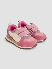 JoJo Maman Bébé Pink Colourblock Riptape Trainer - Image 1 of 4