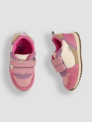 JoJo Maman Bébé Pink Colourblock Riptape Trainer - Image 3 of 4