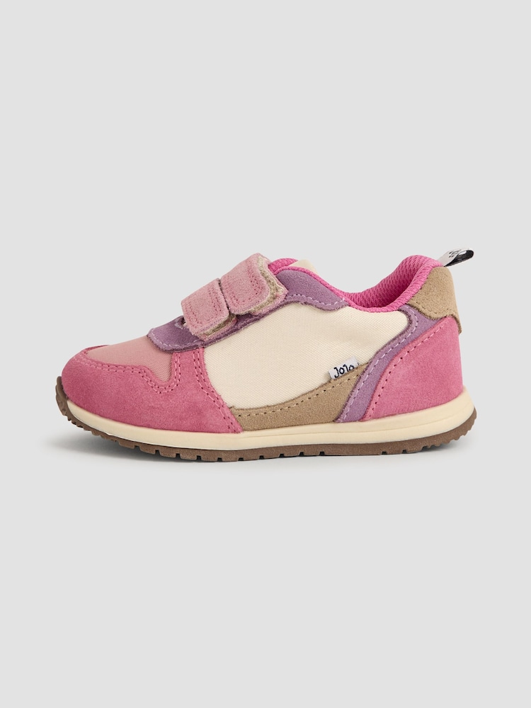 JoJo Maman Bébé Pink Colourblock Riptape Trainer - Image 4 of 4
