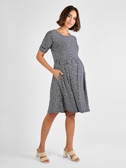 Jojo Maman Bébé Blue Double Layer Maternity & Nursing Jersey Dress - Image 1 of 4