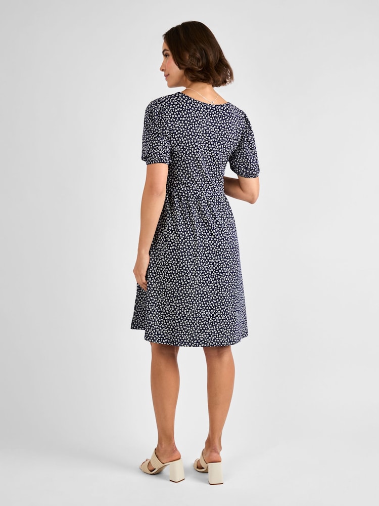 Jojo Maman Bébé Blue Double Layer Maternity & Nursing Jersey Dress - Image 2 of 4
