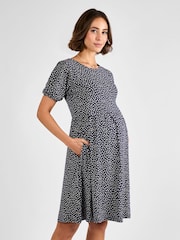 Jojo Maman Bébé Blue Double Layer Maternity & Nursing Jersey Dress - Image 3 of 4