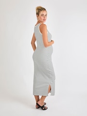 Jojo Maman Bébé Cream Stripe Sleeveless Ribbed Mat & Nursing Maxi Dress - Image 2 of 4