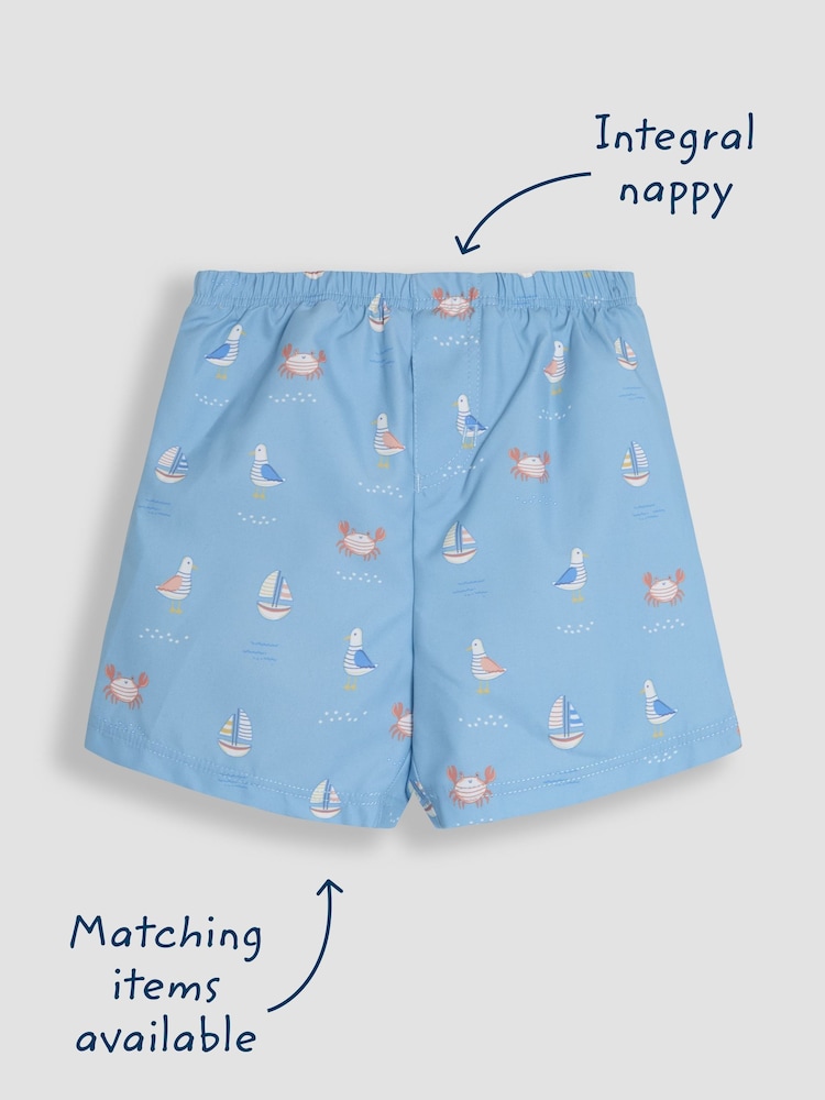 JoJo Maman Bébé Pale Blue Swim Shorts With Nappy - Image 4 of 5