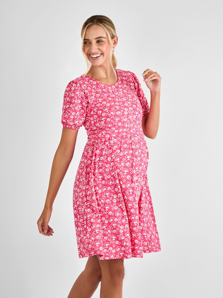 JoJo Maman Bébé Pink Double Layer Maternity & Nursing Jersey Dress - Image 1 of 4