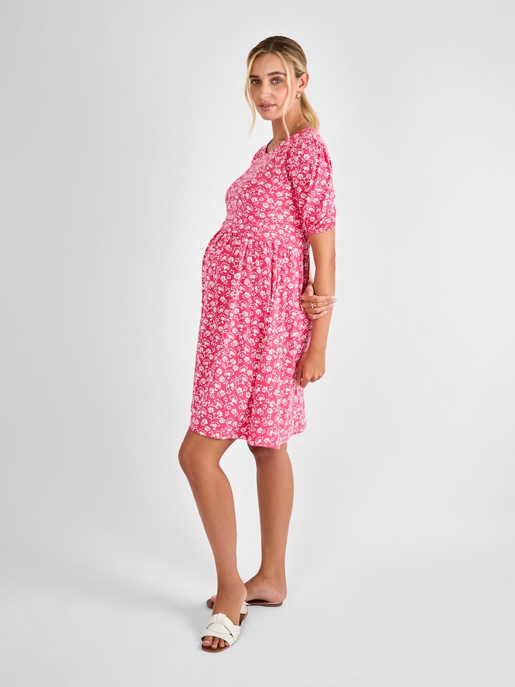 JoJo Maman Bébé Pink Double Layer Maternity & Nursing Jersey Dress - Image 2 of 4
