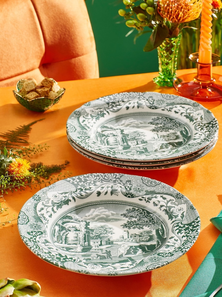 Spode Set of 4 Heritage Green Italian Soup Plates - Image 1 of 3 Spode Set of 4 Heritage Green Italian Soup Plates - Image 1 of 3