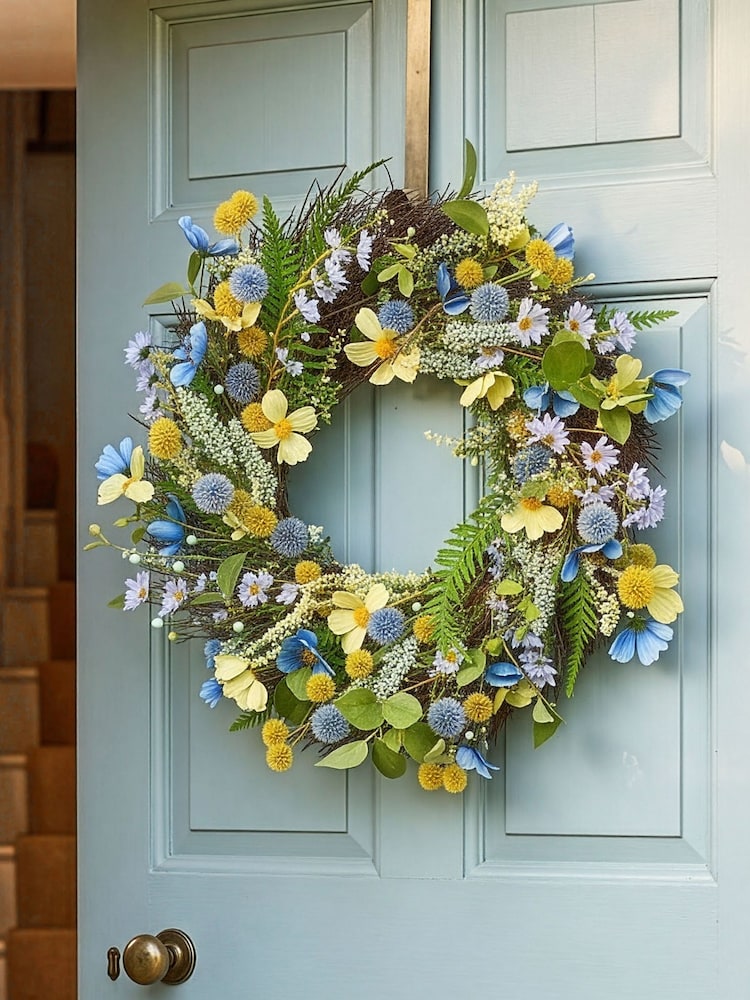 Dibor Blue Wild Flower Wreath - Image 1 of 4 Dibor Blue Wild Flower Wreath - Image 1 of 4