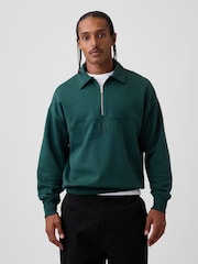 Gap Green Heavyweight Oversized Logo Half-Zip Pullover Sweatshirt - Image 1 of 4