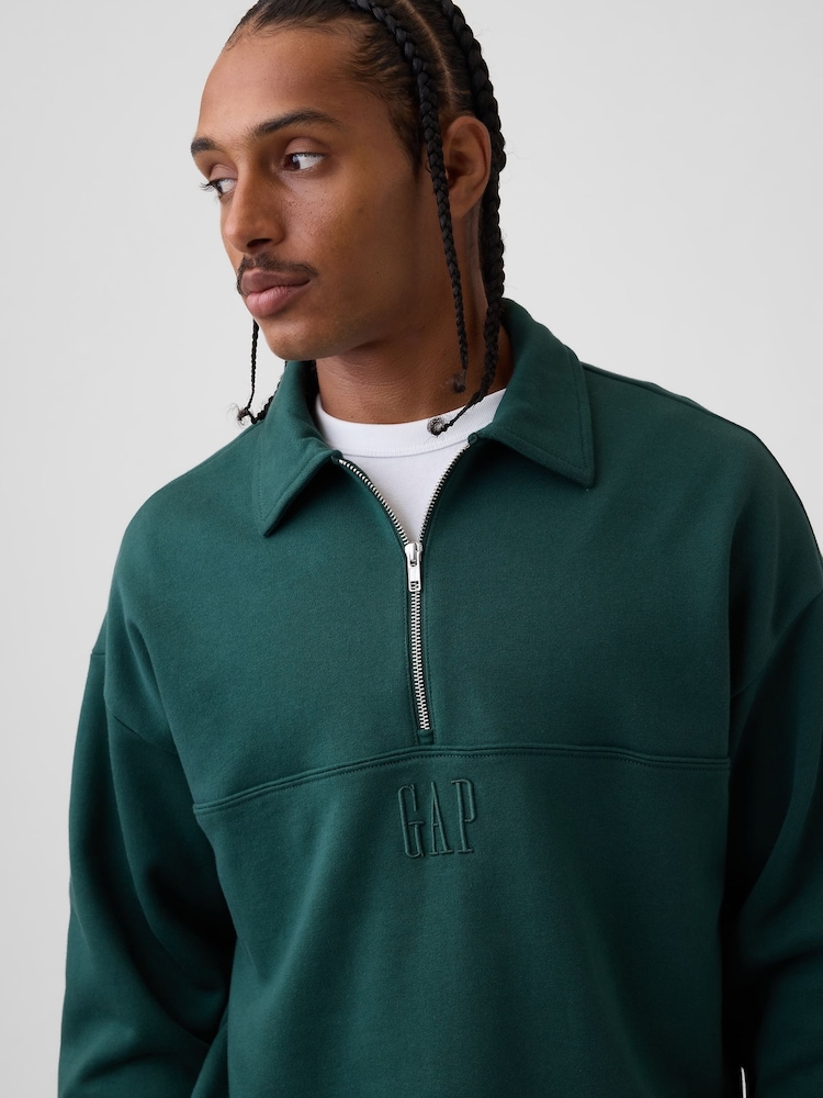 Gap Green Heavyweight Oversized Logo Half-Zip Pullover Sweatshirt - Image 4 of 4 Gap Green Heavyweight Oversized Logo Half-Zip Pullover Sweatshirt - Image 4 of 4