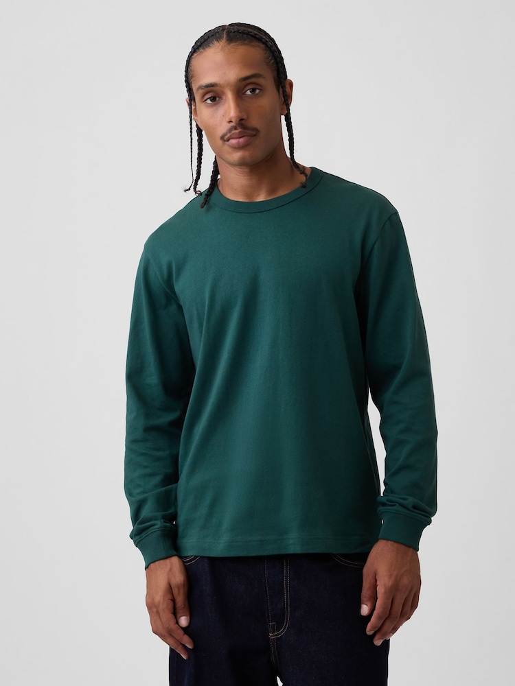 Gap Green Heavyweight Relaxed Long Sleeve T-Shirt - Image 1 of 4