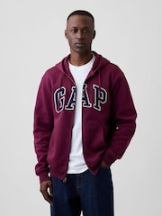 Burgundy - Gap Relaxed Logo Zip-Huvtröja - Bild 1 av 3