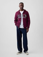 Burgundy - Gap Relaxed Logo Zip-Huvtröja - Bild 3 av 3