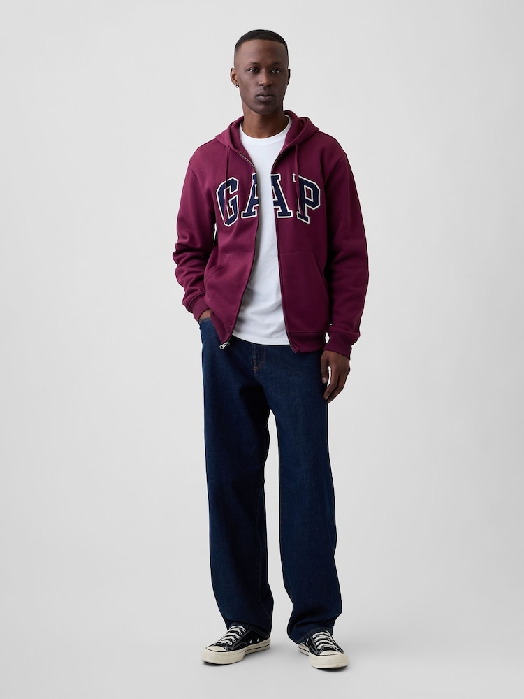 Burgundy - Gap Relaxed Logo Zip-Huvtröja - Bild 3 av 3