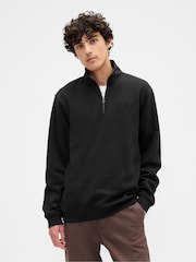 Gap Black Relaxed Logo Quarter-Zip Sweatshirt - Image 1 of 4