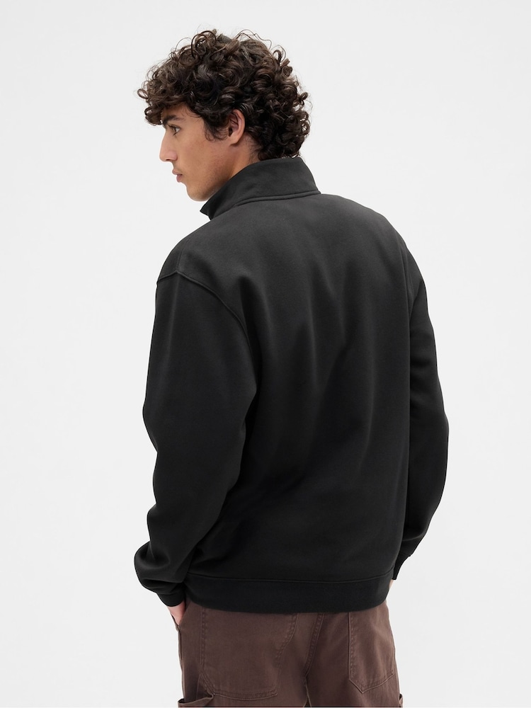 Gap Black Relaxed Logo Quarter-Zip Sweatshirt - Image 2 of 4 Gap Black Relaxed Logo Quarter-Zip Sweatshirt - Image 2 of 4