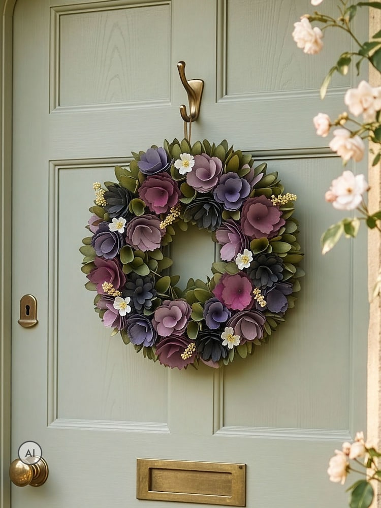 Dibor Purple Lilac Floral Wreath - Image 1 of 4 Dibor Purple Lilac Floral Wreath - Image 1 of 4