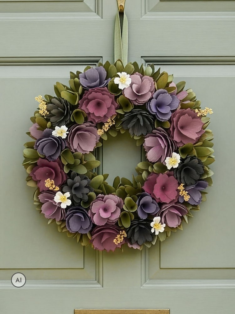Dibor Purple Lilac Floral Wreath - Image 2 of 4 Dibor Purple Lilac Floral Wreath - Image 2 of 4